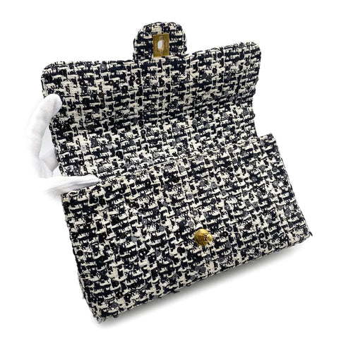CHANEL VINTAGE PARENT-CHILD BAG PARENT ONLY BLACK TWEED × SEQUIN 90204188 - PURPOSE