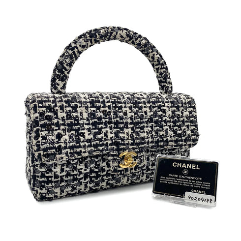 CHANEL VINTAGE PARENT-CHILD BAG PARENT ONLY BLACK TWEED × SEQUIN 90204188 - PURPOSE
