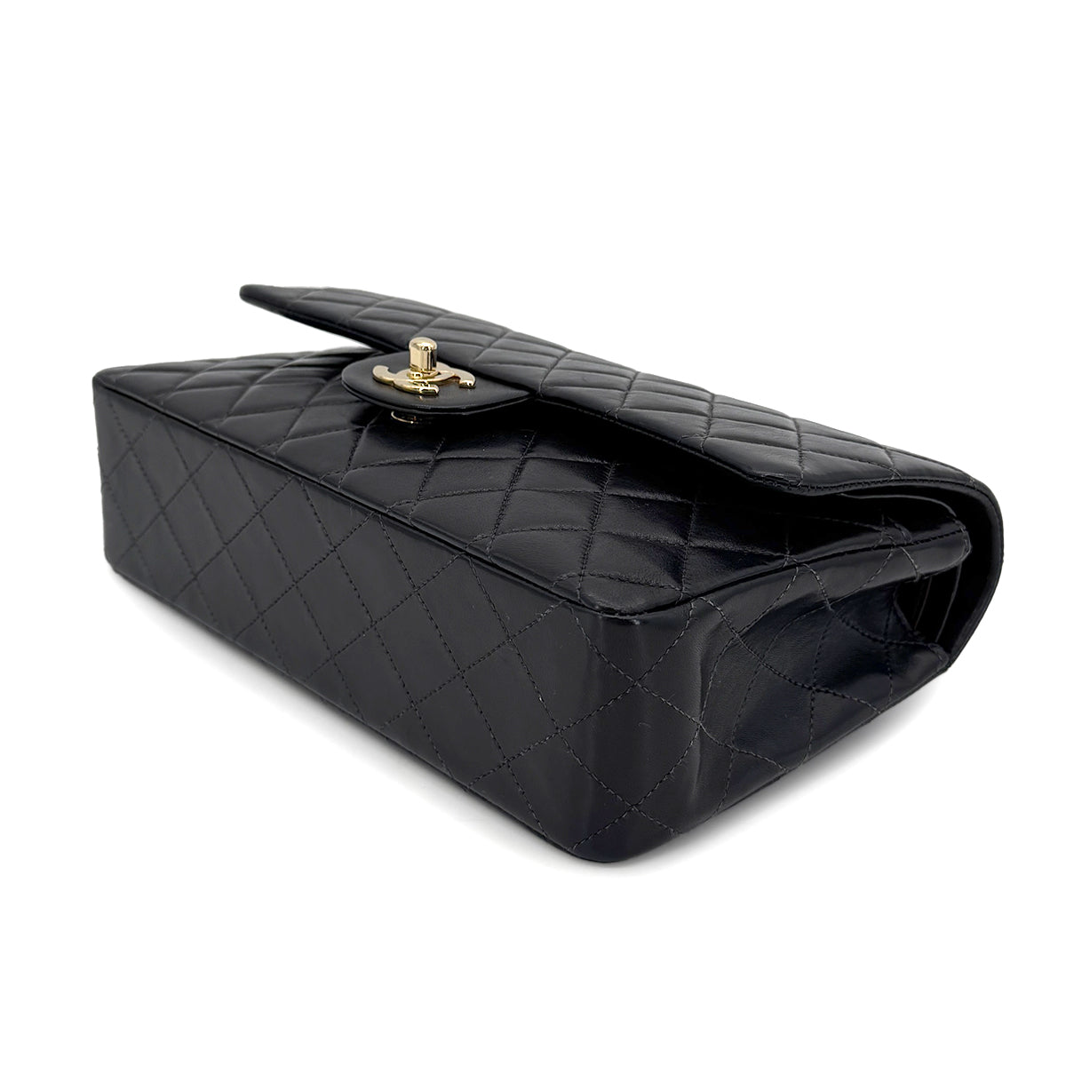 CHANEL VINTAGE CLASSIC FLAP MEDIUM CHAIN SHOULDER BAG BLACK LAMB SKIN 90204386
