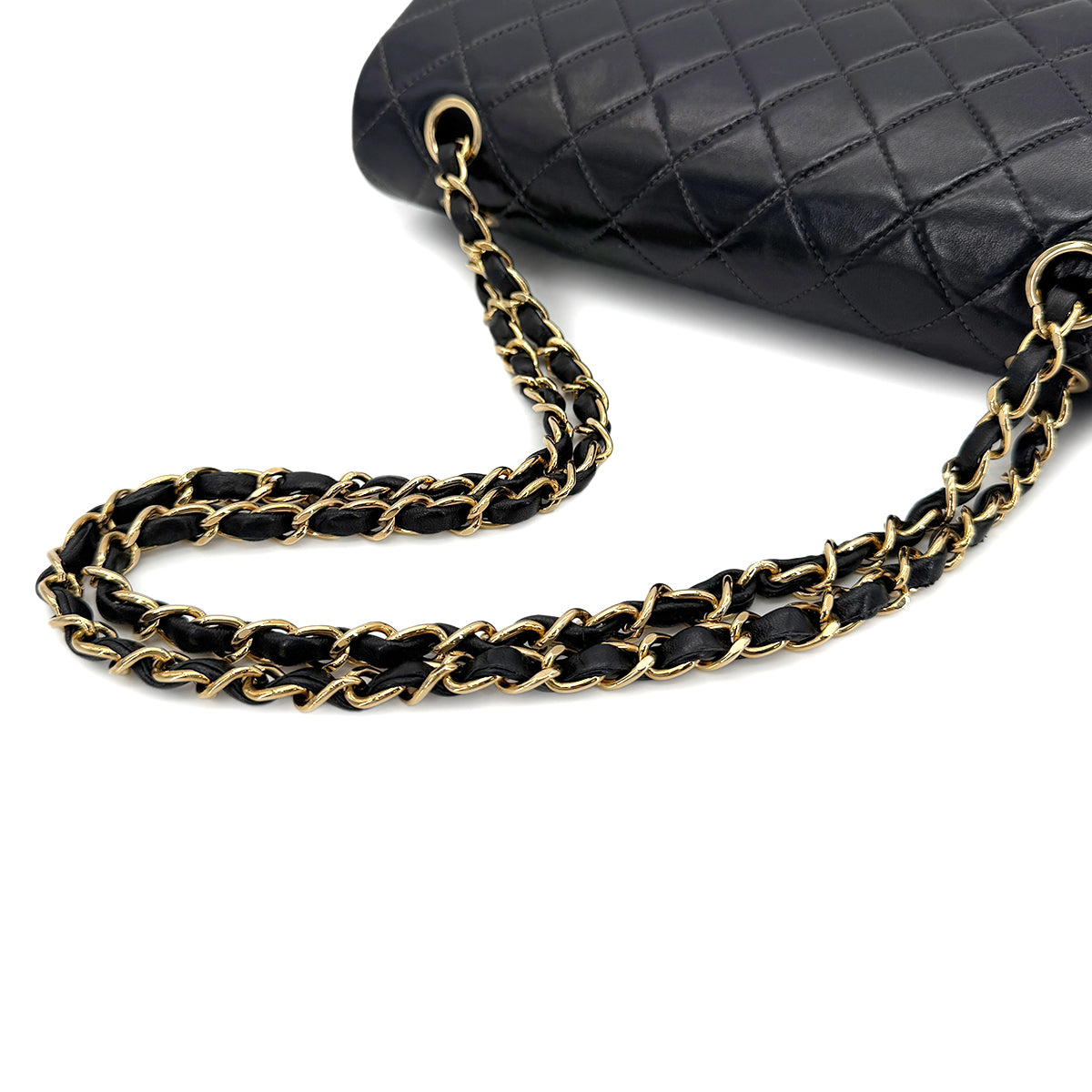 CHANEL VINTAGE CLASSIC FLAP MEDIUM CHAIN SHOULDER BAG BLACK LAMB SKIN 90204386
