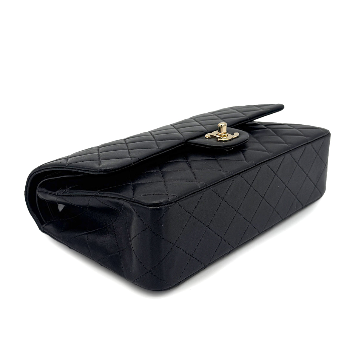 CHANEL VINTAGE CLASSIC FLAP MEDIUM CHAIN SHOULDER BAG BLACK LAMB SKIN 90207743