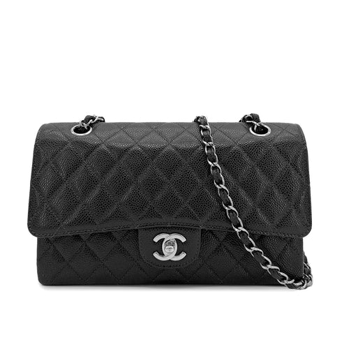 CHANEL VINTAGE CLASSIC FLAP MEDIUM CHAIN SHOULDER BAG BLACK CAVIAR SKIN SHW 90207860 - PURPOSE