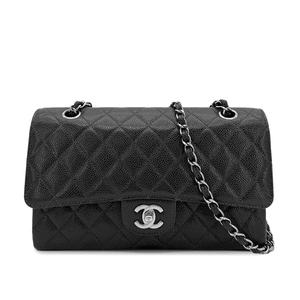 CHANEL VINTAGE CLASSIC FLAP MEDIUM CHAIN SHOULDER BAG BLACK CAVIAR SKIN SHW 90207860 - PURPOSE