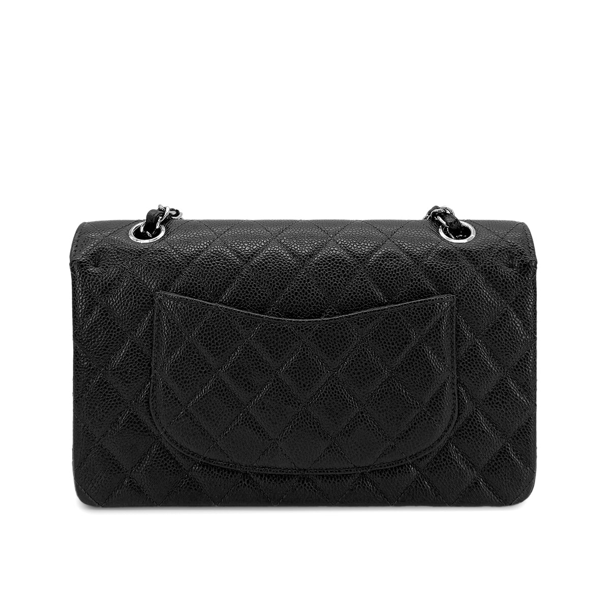 CHANEL VINTAGE CLASSIC FLAP MEDIUM CHAIN SHOULDER BAG BLACK CAVIAR SKIN SHW 90207860