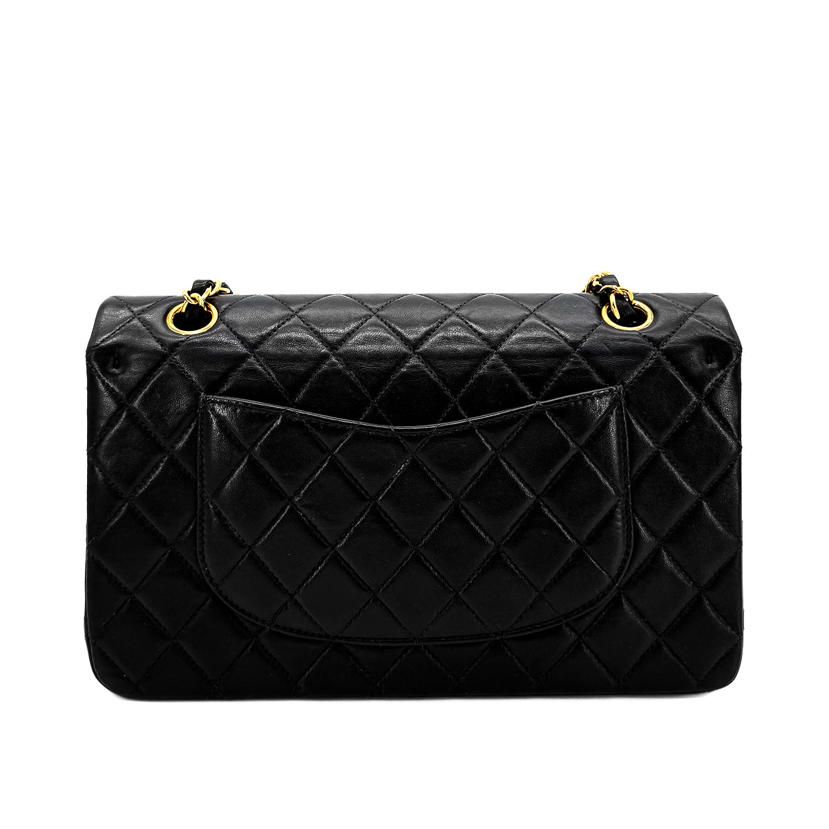 CHANEL VINTAGE CLASSIC FLAP MEDIUM CHAIN SHOULDER BAG BLACK LAMB SKIN 90208126