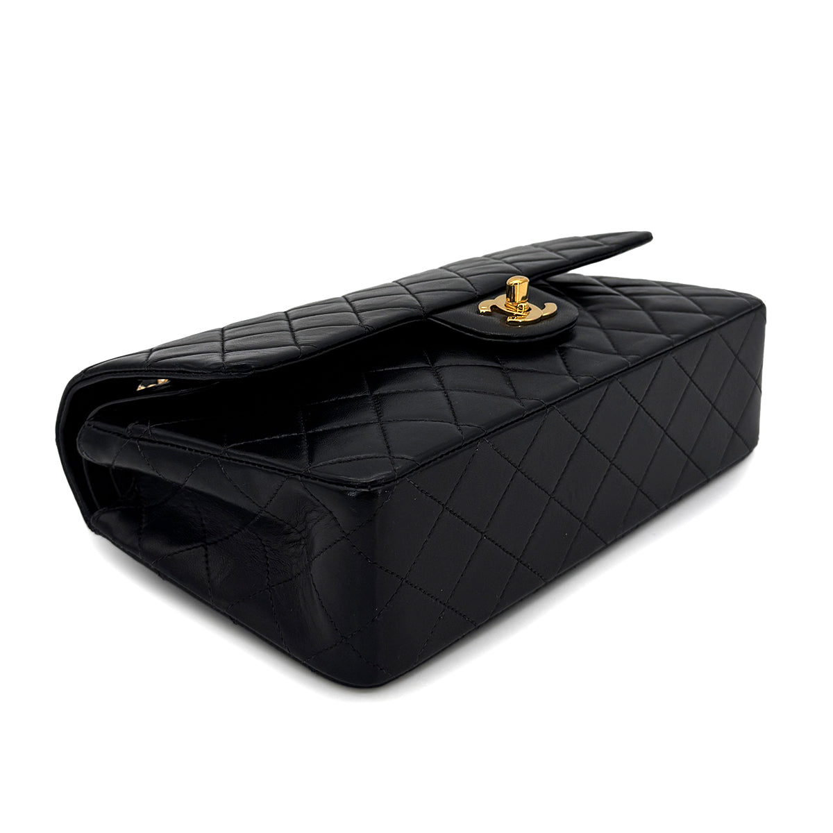 CHANEL VINTAGE CLASSIC FLAP MEDIUM CHAIN SHOULDER BAG BLACK LAMB SKIN 90208126