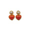 CHANEL VINTAGE EARRINGS HEART COLOR STONE ORANGE FAUX PEARL ACCESSORY 2/8 90208136