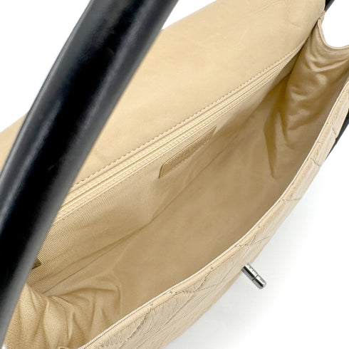 CHANEL HULA HOOP CROSS HAND BAG BEIGE BLACK LAMB SKIN 90208969 - PURPOSE
