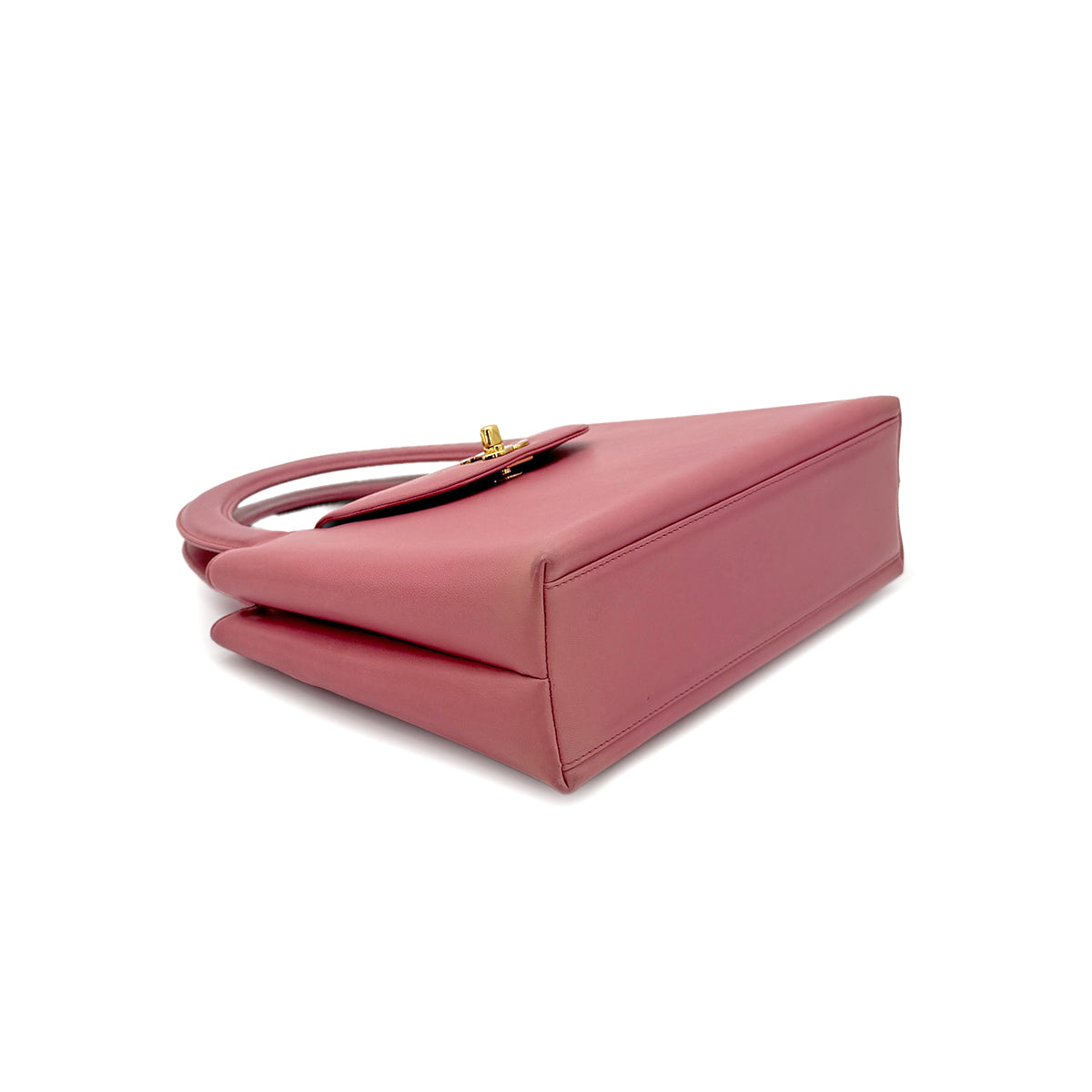 CHANEL VINTAGE KELLY TYPE HAND BAG PINK LAMB SKIN 90211254