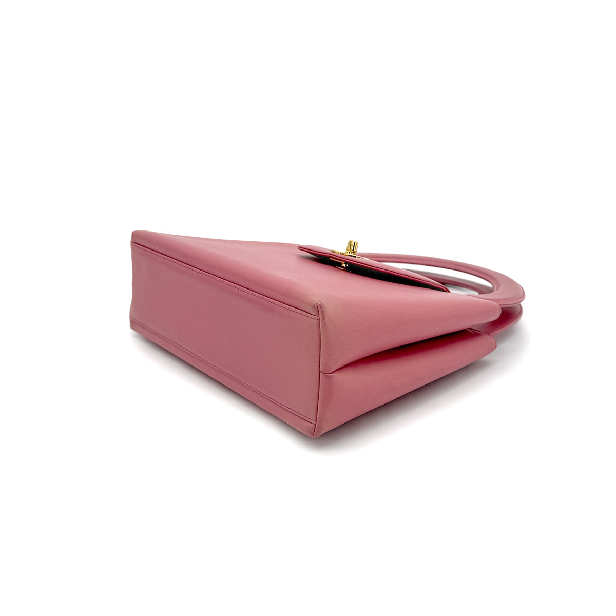 CHANEL VINTAGE KELLY TYPE HAND BAG PINK LAMB SKIN 90211254