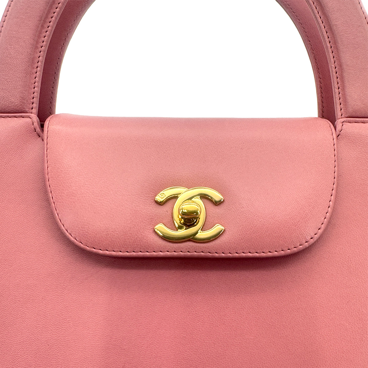 CHANEL VINTAGE KELLY TYPE HAND BAG PINK LAMB SKIN 90211254