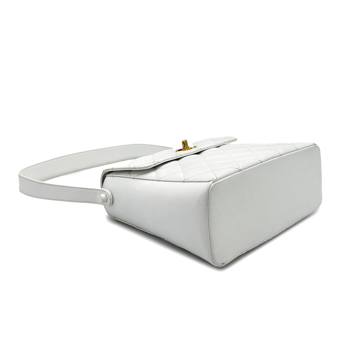 CHANEL VINTAGE ONE SHOULDER BAG WHITE CAVIAR SKIN 90211269