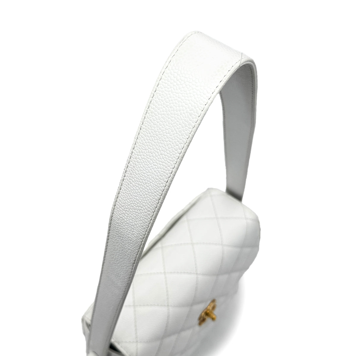 CHANEL VINTAGE ONE SHOULDER BAG WHITE CAVIAR SKIN 90211269