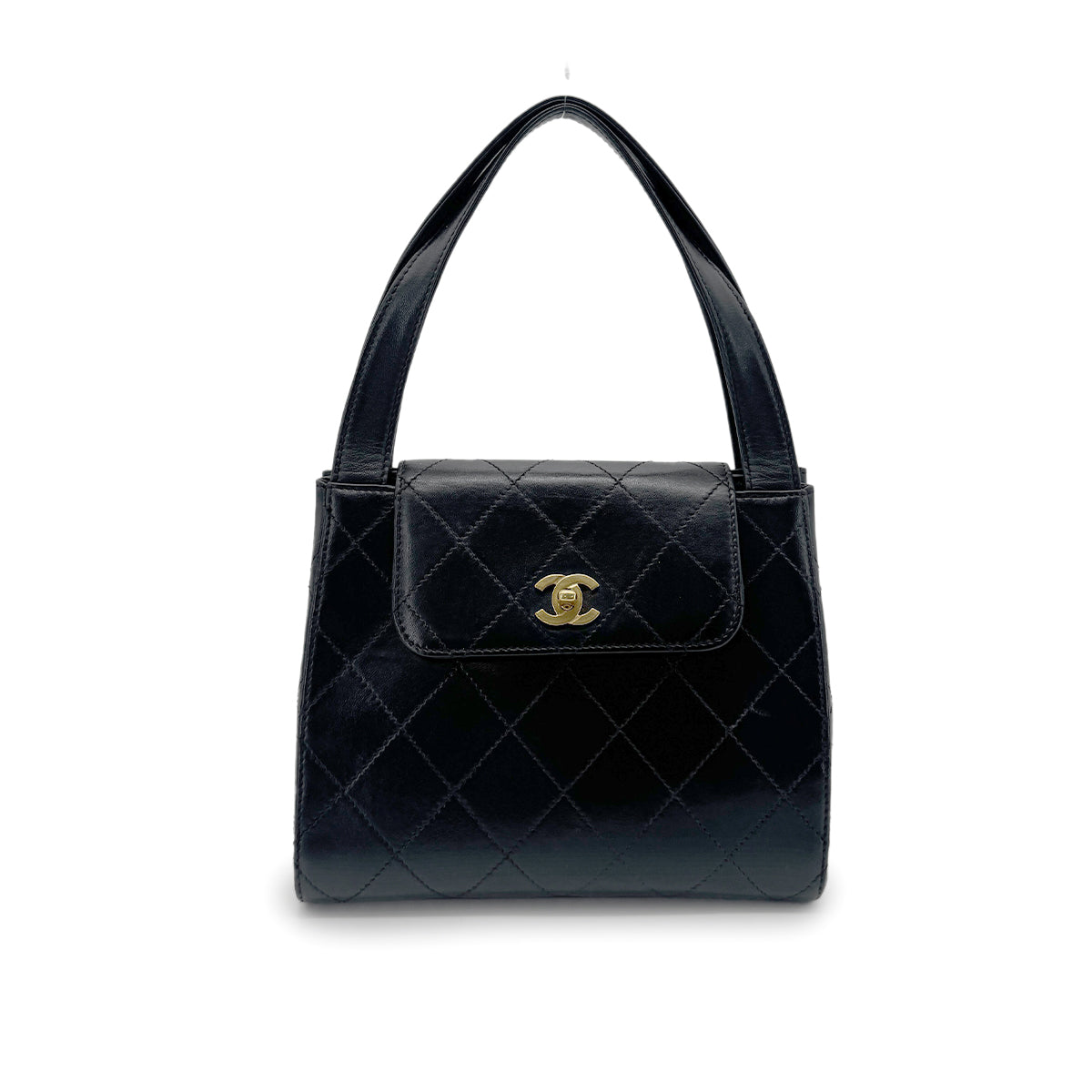 CHANEL VINTAGE HAND BAG BLACK LAMB SKIN 90212708