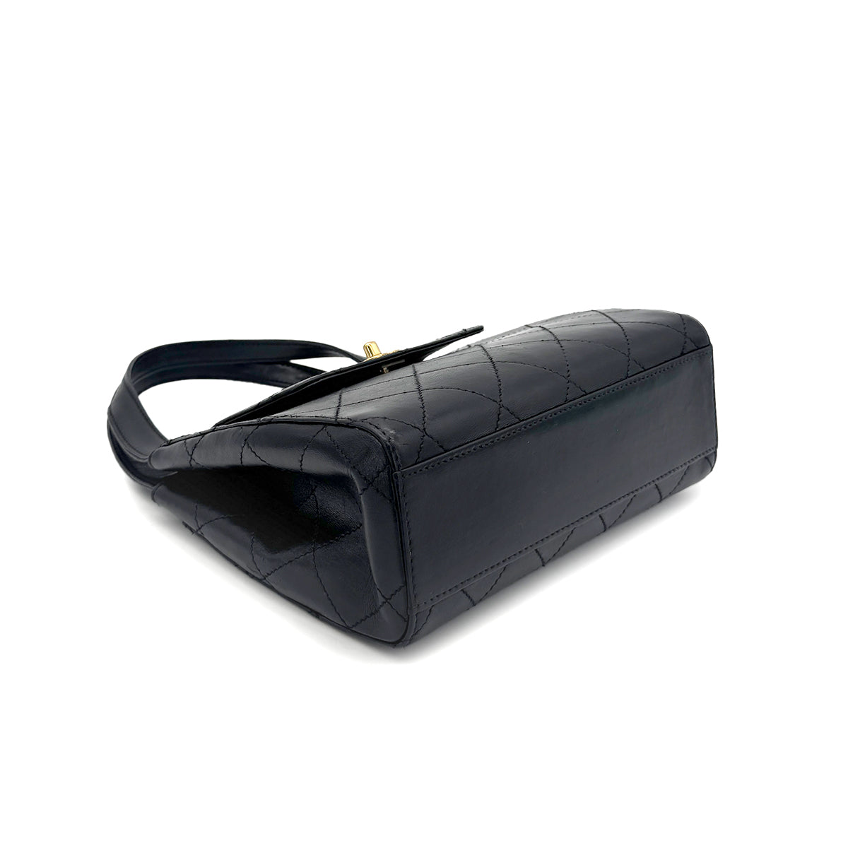 CHANEL VINTAGE HAND BAG BLACK LAMB SKIN 90212708