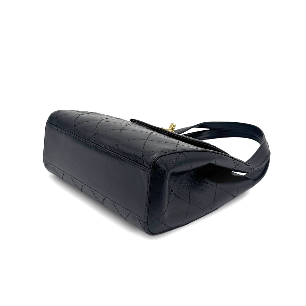 CHANEL VINTAGE HAND BAG BLACK LAMB SKIN 90212708