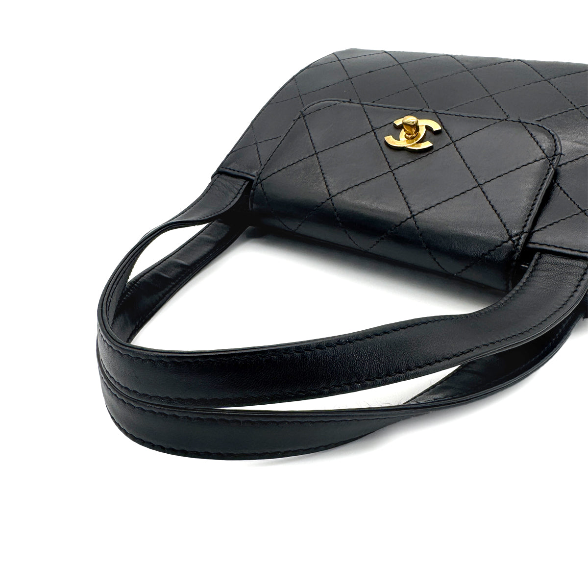 CHANEL VINTAGE HAND BAG BLACK LAMB SKIN 90212708