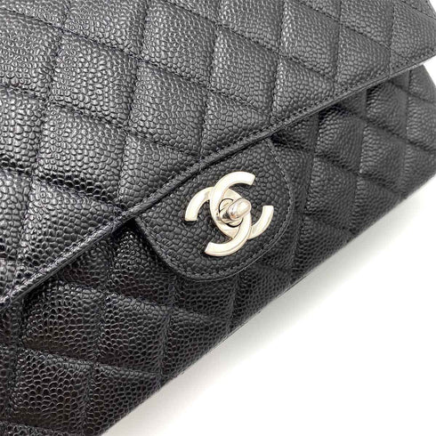 CHANEL VINTAGE CLASSIC FLAP MEDIUM CHAIN SHOULDER BAG BLACK CAVIAR SKIN SHW 90212711 - PURPOSE