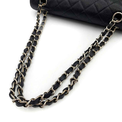 CHANEL VINTAGE CLASSIC FLAP MEDIUM CHAIN SHOULDER BAG BLACK CAVIAR SKIN SHW 90212711 - PURPOSE