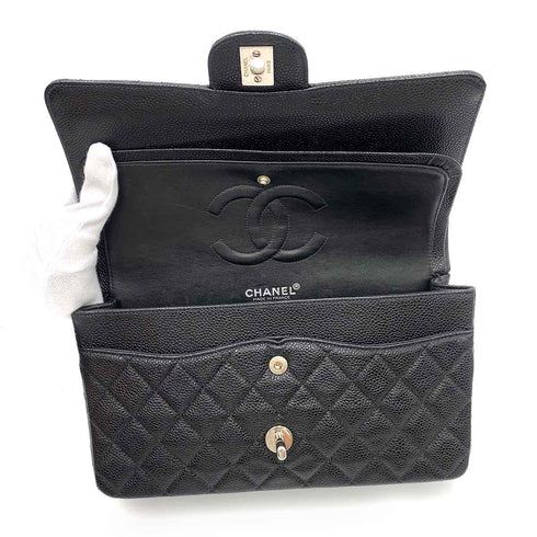 CHANEL VINTAGE CLASSIC FLAP MEDIUM CHAIN SHOULDER BAG BLACK CAVIAR SKIN SHW 90212711 - PURPOSE