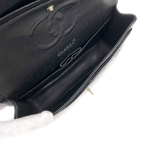 CHANEL VINTAGE CLASSIC FLAP MEDIUM CHAIN SHOULDER BAG BLACK CAVIAR SKIN SHW 90212711 - PURPOSE