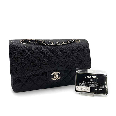 CHANEL VINTAGE CLASSIC FLAP MEDIUM CHAIN SHOULDER BAG BLACK CAVIAR SKIN SHW 90212711 - PURPOSE