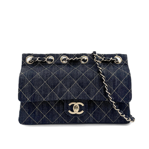 CHANEL VINTAGE CHAIN SHOULDER BAG BLUE DENIM 90212714