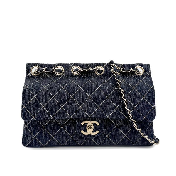 CHANEL VINTAGE CHAIN SHOULDER BAG BLUE DENIM 90212714 - PURPOSE