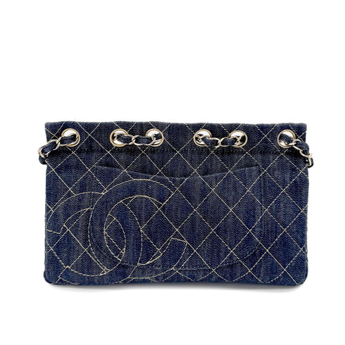 CHANEL VINTAGE CHAIN SHOULDER BAG BLUE DENIM 90212714
