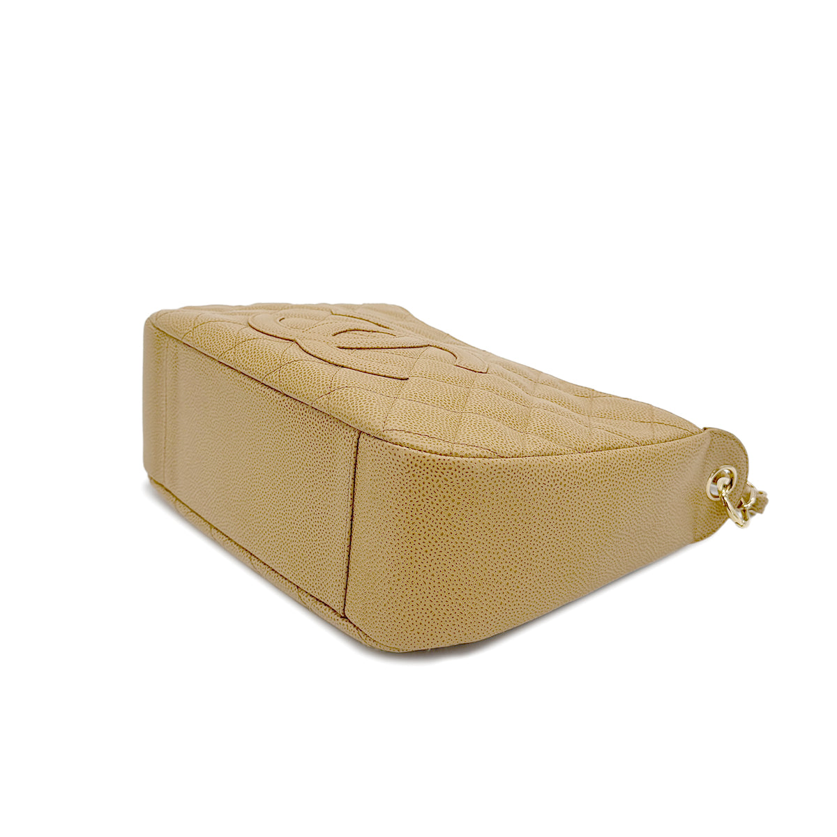 CHANEL VINTAGE HALF MOON ONE SHOULDER BAG BEIGE CAVIAR SKIN 90212859
