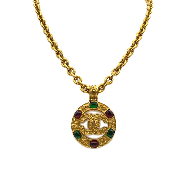 CHANEL VINTAGE NECKLACE COCOMARK ROUND COLORSTONE ACCESSORY 94A 90213284 - PURPOSE
