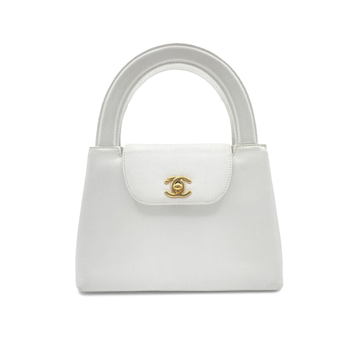 CHANEL VINTAGE MINI HAND BAG WHITE CAVIAR SKIN 90213703