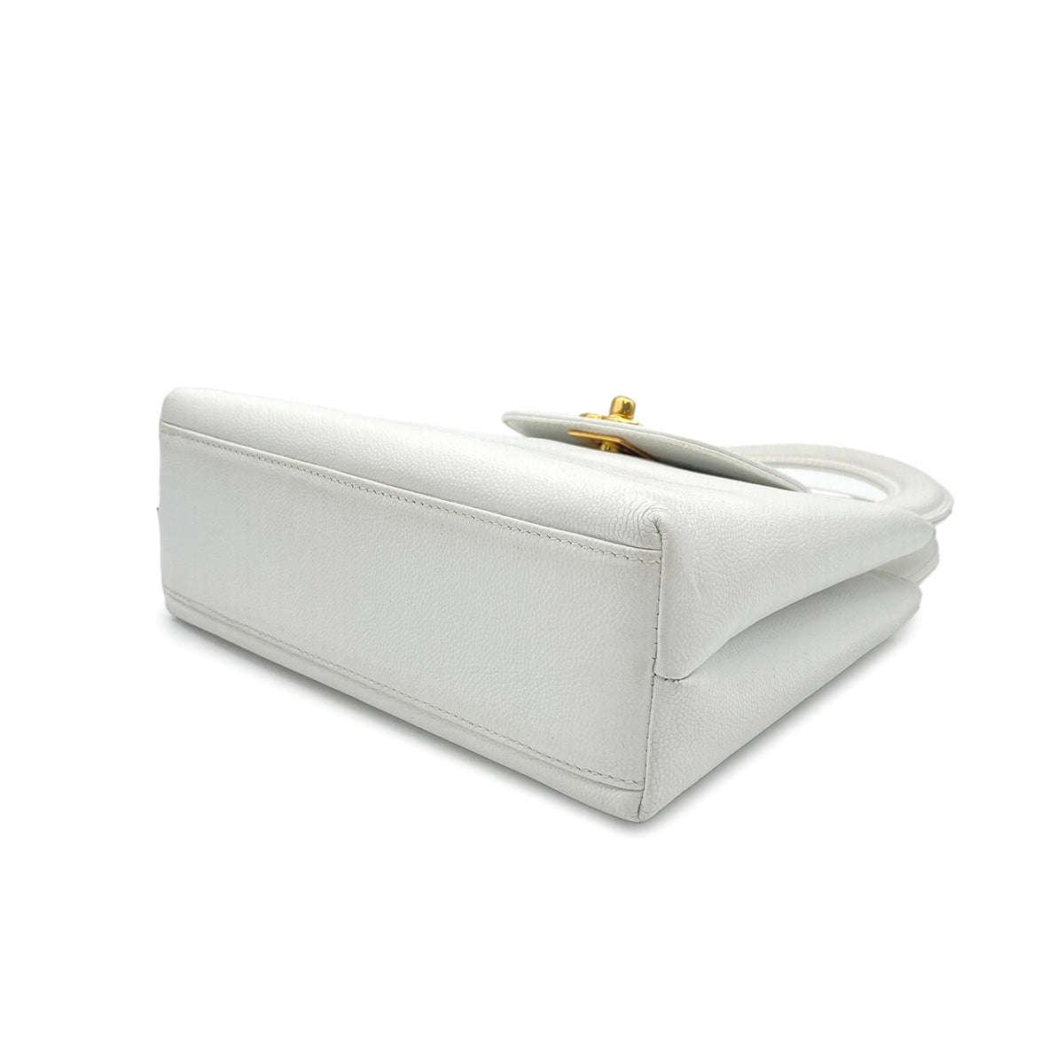 CHANEL VINTAGE MINI HAND BAG WHITE CAVIAR SKIN 90213703