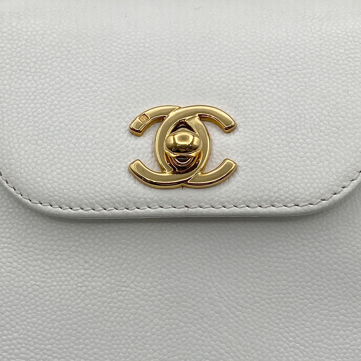 CHANEL VINTAGE MINI HAND BAG WHITE CAVIAR SKIN 90213703