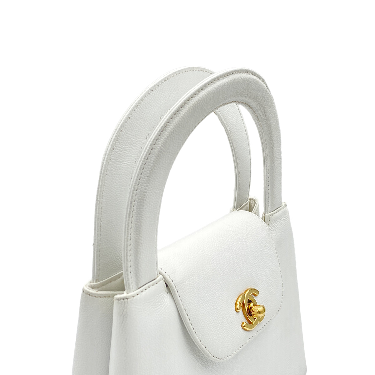 CHANEL VINTAGE MINI HAND BAG WHITE CAVIAR SKIN 90213703