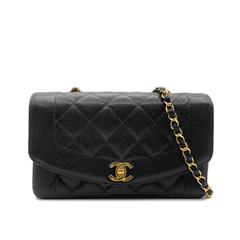 CHANEL VINTAGE DIANA SMALL CHAIN SHOULDER BAG BLACK CAVIAR SKIN 90213844 - PURPOSE
