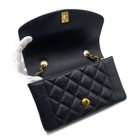 CHANEL VINTAGE DIANA SMALL CHAIN SHOULDER BAG BLACK CAVIAR SKIN 90213844 - PURPOSE