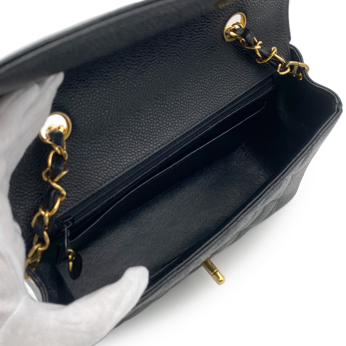 CHANEL VINTAGE DIANA SMALL CHAIN SHOULDER BAG BLACK CAVIAR SKIN 90213844