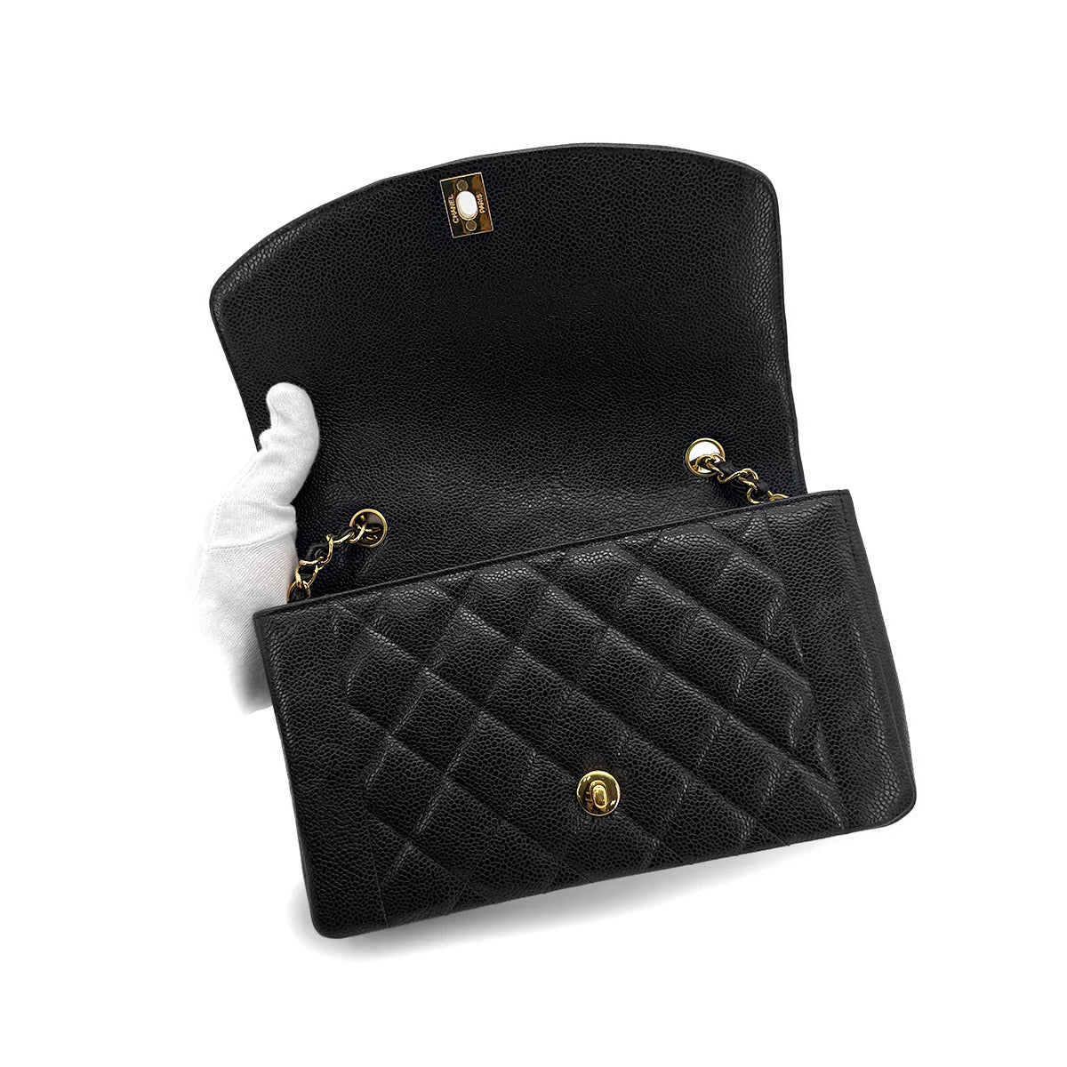 CHANEL VINTAGE DIANA MEDIUM CHAIN SHOULDER BAG BLACK CAVIAR SKIN 90213952