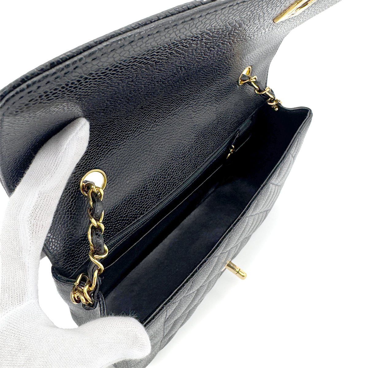 CHANEL VINTAGE DIANA MEDIUM CHAIN SHOULDER BAG BLACK CAVIAR SKIN 90213952