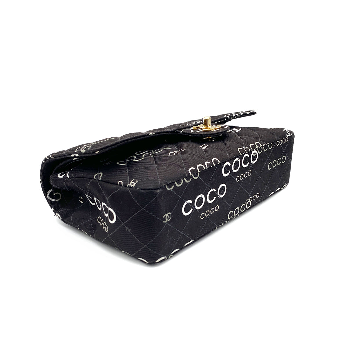 CHANEL VINTAGE CLASSIC FLAP MEDIUM CHAIN SHOULDER BAG BLACK CANVAS 90213978