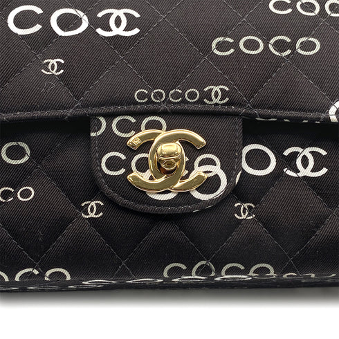 CHANEL VINTAGE CLASSIC FLAP MEDIUM CHAIN SHOULDER BAG BLACK CANVAS 90213978 - PURPOSE