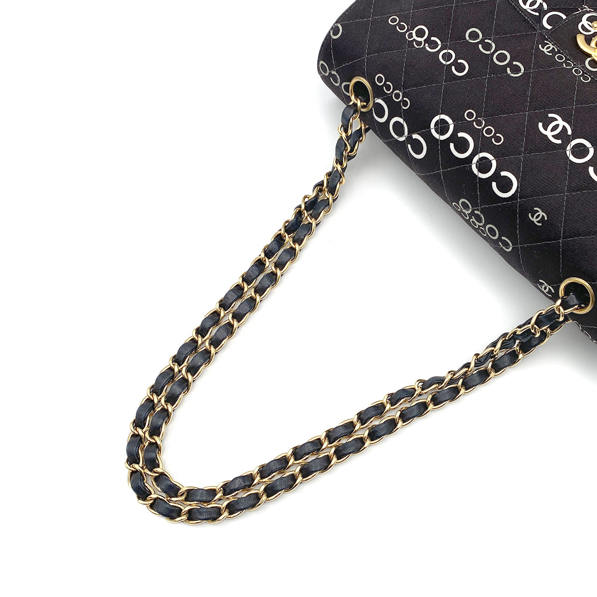 CHANEL VINTAGE CLASSIC FLAP MEDIUM CHAIN SHOULDER BAG BLACK CANVAS 90213978