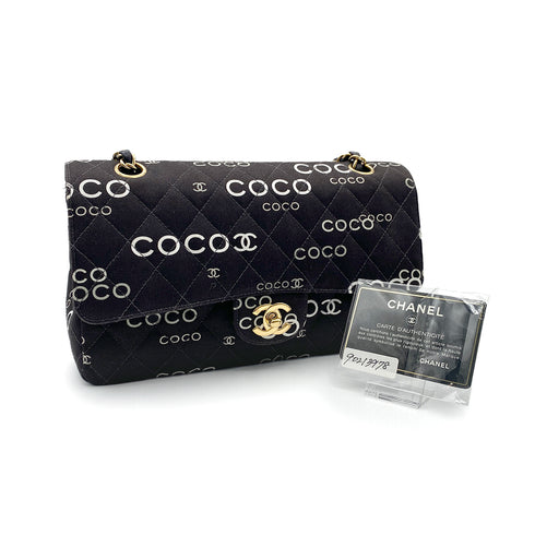 CHANEL VINTAGE CLASSIC FLAP MEDIUM CHAIN SHOULDER BAG BLACK CANVAS 90213978 - PURPOSE