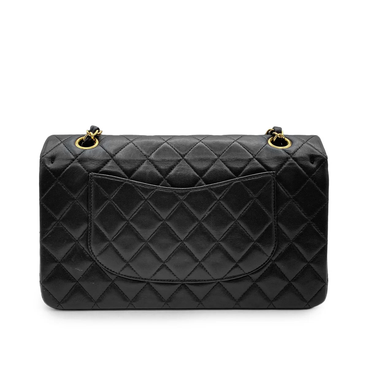 CHANEL VINTAGE CLASSIC FLAP MEDIUM CHAIN SHOULDER BAG BLACK LAMB SKIN 90214987