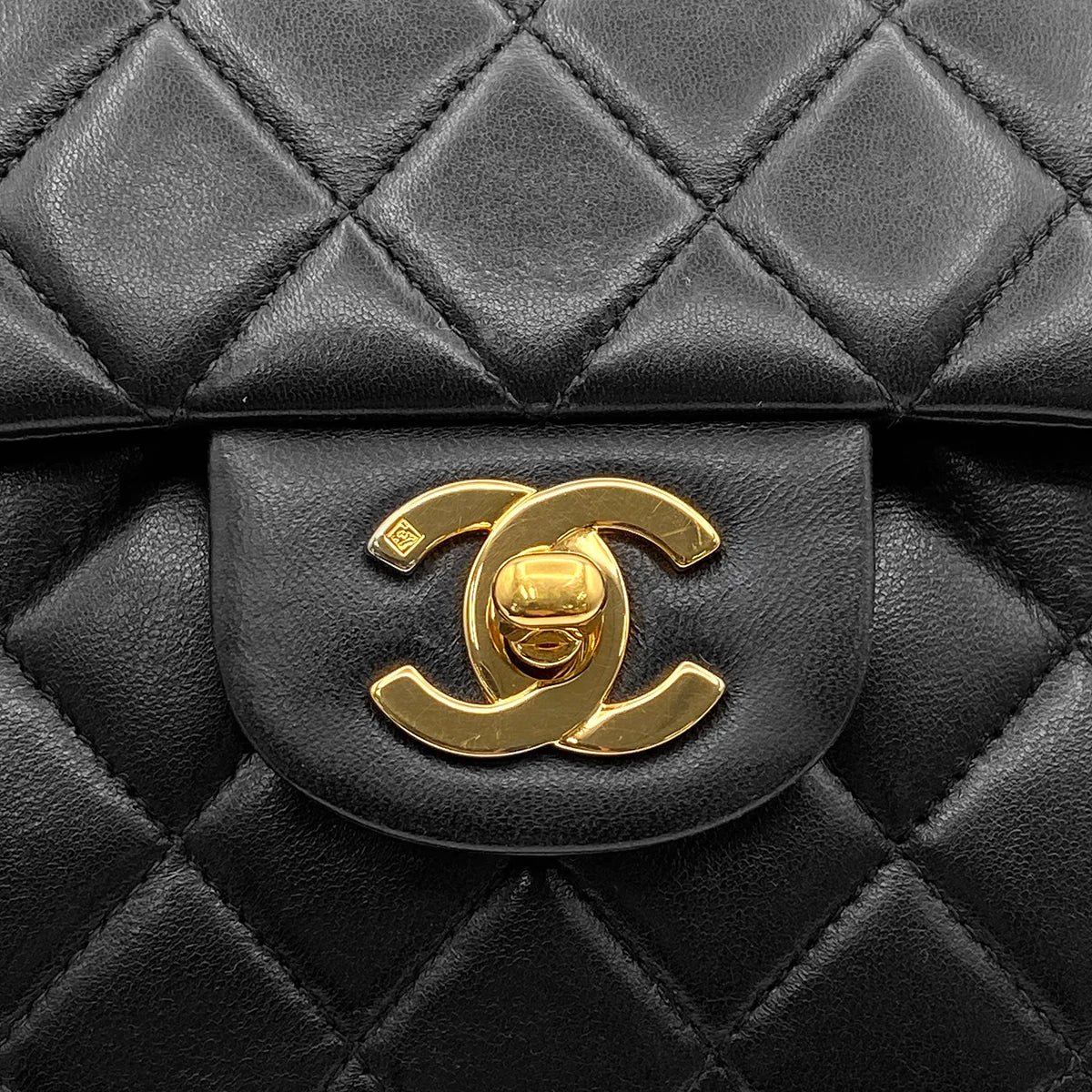 CHANEL VINTAGE CLASSIC FLAP MEDIUM CHAIN SHOULDER BAG BLACK LAMB SKIN 90214987
