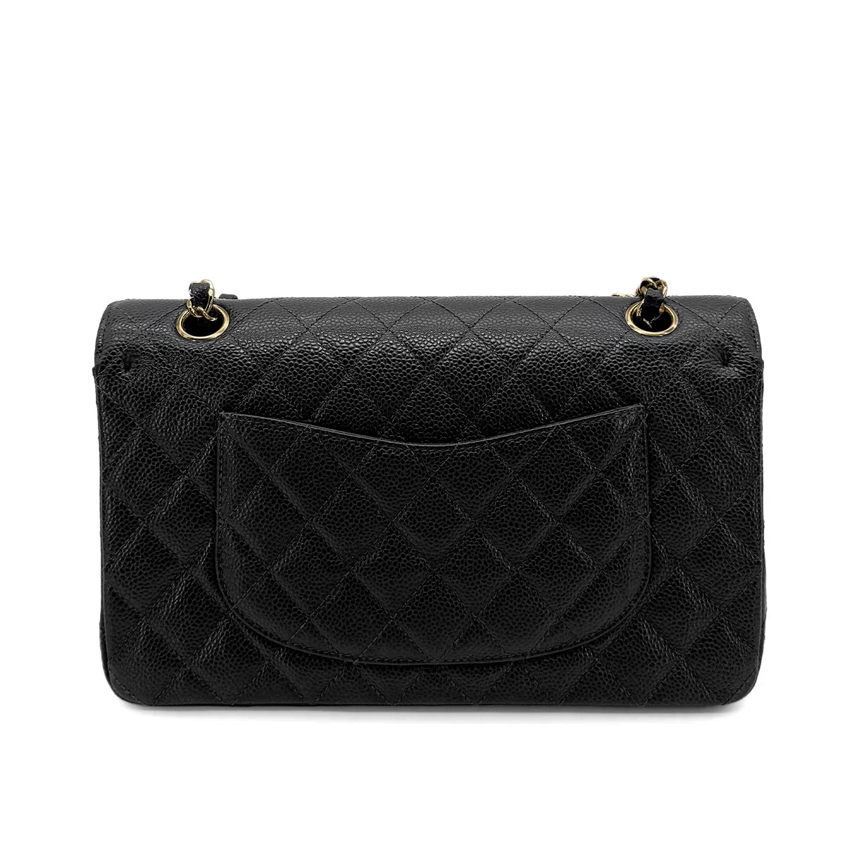 CHANEL VINTAGE CLASSIC FLAP MEDIUM CHAIN SHOULDER BAG BLACK CAVIAR SKIN 90216380