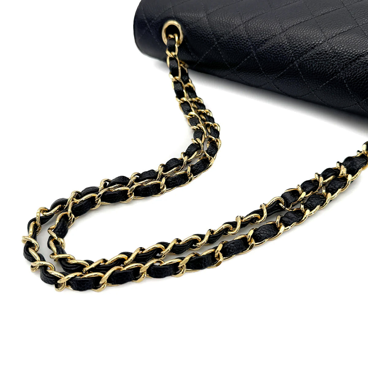 CHANEL VINTAGE CLASSIC FLAP MEDIUM CHAIN SHOULDER BAG BLACK CAVIAR SKIN 90216380