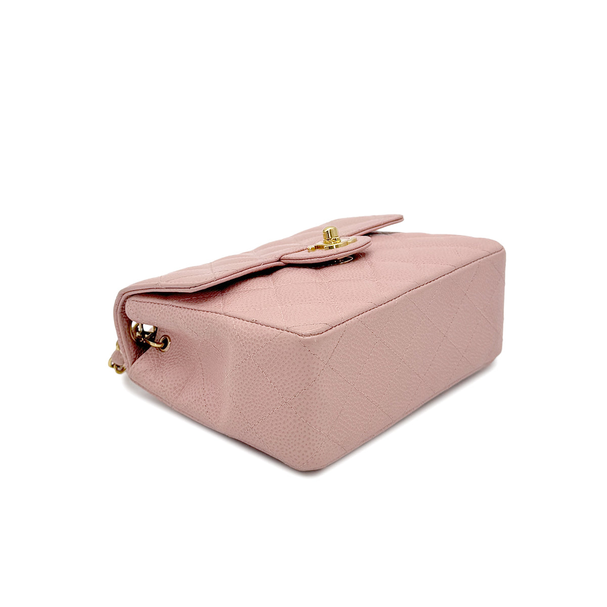 CHANEL VINTAGE MINI SQUARE 17 CHAIN SHOULDER BAG PINK CAVIAR SKIN 90216497