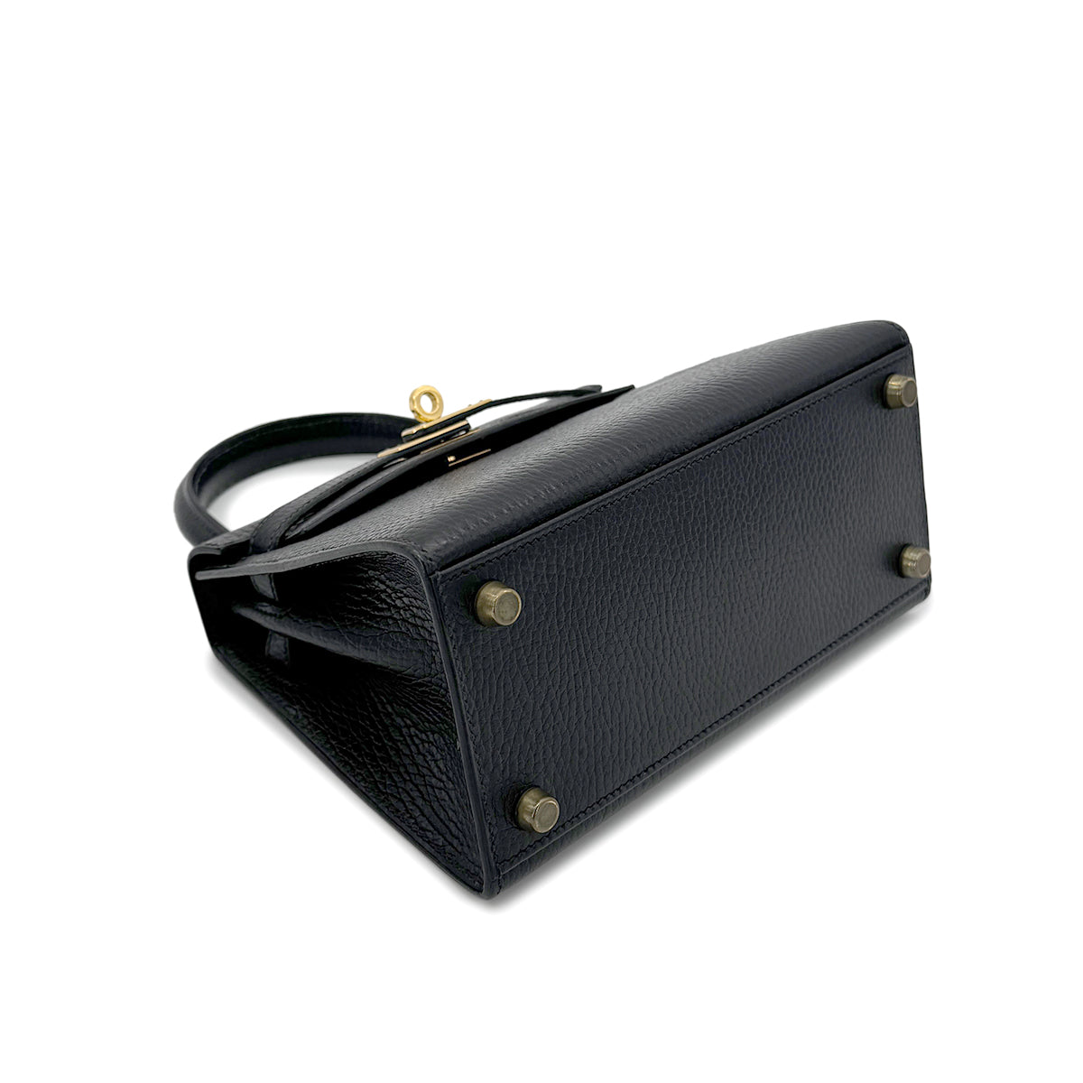 HERMES MINI KELLY 20 SELLER BLACK ARDENNES HAND SHOULDER BAG 〇U 90216546